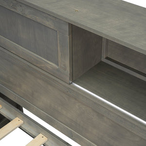 English Elm Full Platform Bed Six Built in Storage Drawers Low Profile Contemporary Frame Gray N708P263524E