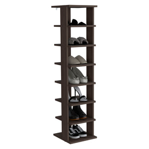 English Elm Hatch 7-Tier Slim Shoe Rack Organizer in Black Brown — Durable Engineered Wood, Space-Saving Design B092P315559