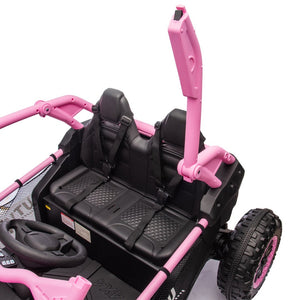 English Elm 24v Two Seater Kids Utv with Parental Remote Dual Motors Four Wheel Suspension Led Pink W1578P198434