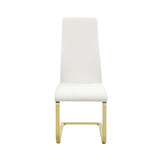 Modern White & Gold Dining Chairs Set - Set of 4 High-Back Leatherette Chairs