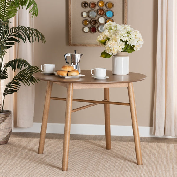Baxton Studio Baxton Studio Denmark Round Dining Table in French Oak Brown - Mid-Century Charm for 4 Guests Denmark-French Oak-DT