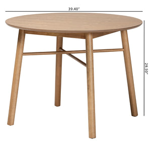 Baxton Studio Baxton Studio Denmark Round Dining Table in French Oak Brown - Mid-Century Charm for 4 Guests Denmark-French Oak-DT