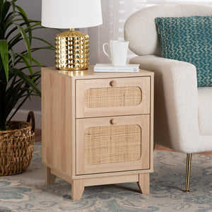 Baxton Studio Baxton Studio Elsbeth Mid-Century Modern End Table with Rattan Drawer for Stylish Storage Solutions LC22040701-Rattan-ET