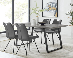 English Elm Palindra 5-Piece Modern Industrial Gray Dining Set With Comfortable Upholstered Chairs & Easy Care B2736S00006-GIGA