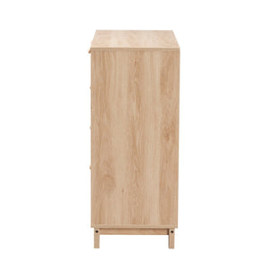 Baxton Studio Baxton Elsbeth Mid-Century Modern Storage Cabinet with 5 Drawers and Natural Rattan for Stylish Organization LC22040704-Rattan-5DW Cabinet