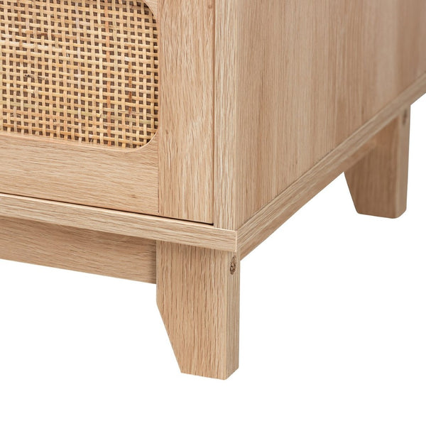 Baxton Studio Baxton Elsbeth Mid-Century Modern Storage Cabinet with 5 Drawers and Natural Rattan for Stylish Organization LC22040704-Rattan-5DW Cabinet