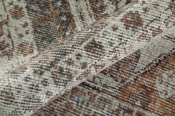 Feizy Rugs Percy Transitional Medallion Rug - Durable Machine Washable Design With Timeless Distressed Charm Ivory,Orange,Brown Polyester,Cotton,Viscose Prc39anftan000e76