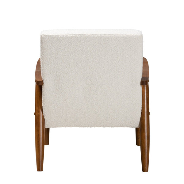 Baxton Studio Baxton Stratton Mid-Century Modern Cream Boucle Armchair with Walnut Finish for Stylish Comfort BBT8013.16-Maya-Cream/Walnut-CC