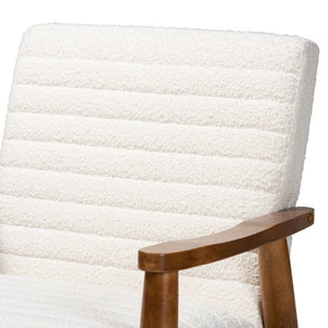 Baxton Studio Baxton Stratton Mid-Century Modern Cream Boucle Armchair with Walnut Finish for Stylish Comfort BBT8013.16-Maya-Cream/Walnut-CC