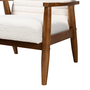 Baxton Studio Baxton Stratton Mid-Century Modern Cream Boucle Armchair with Walnut Finish for Stylish Comfort BBT8013.16-Maya-Cream/Walnut-CC