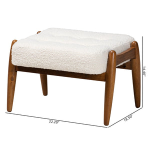 Baxton Studio Baxton Studio Japandi Cream Boucle Ottoman - Versatile Footstool & Accent Piece for Modern Spaces BBT5455-Maya-Cream/Walnut-Stool