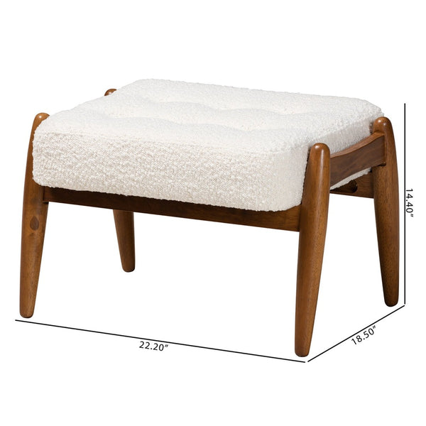 Baxton Studio Baxton Studio Japandi Cream Boucle Ottoman - Versatile Footstool & Accent Piece for Modern Spaces BBT5455-Maya-Cream/Walnut-Stool