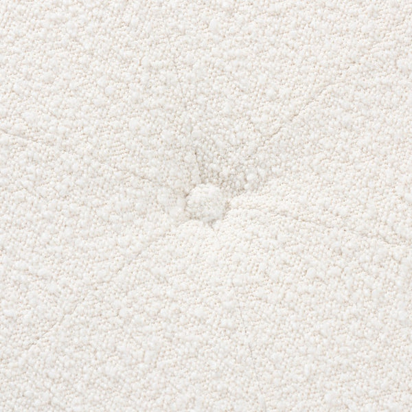 Baxton Studio Baxton Studio Theo Cream Boucle Ottoman - Chic Round Footstool with Walnut Brown Base for Elegance BBT5456-Maya-Cream/Walnut-Stool