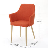 Christopher Knight Home® - Noble House - Zeila Mid Century Modern Muted Orange Fabric Dining Chair with Light Brown Wood Finished Metal Legs - Set of 2