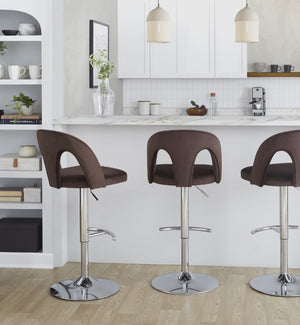 English Elm Adjustable Velvet Swivel Barstools with Chrome Base Set of 2 for Kitchen Island B202S01959