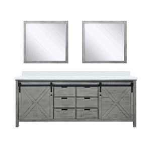 English Elm Ash Grey Double Bath Vanity with Cultured Marble Top, Soft-Close Drawers, Mirrors, Spacious Storage B2731S00908