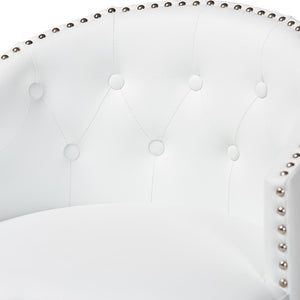 Baxton Studio Baxton Studio Theron Mid-Century Swivel Counter Stool Set with Espresso Wood Frame & Tufted Back White BBT5210C-White/Dark Brown-CS