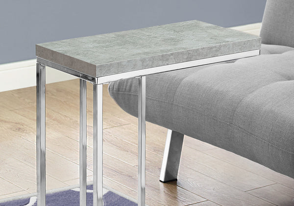 English Elm Accent Table C-Shaped End Side Snack Table with Cement-Textured Laminate Top and Chrome Base for Living Room Modern Decor Grey 26 L x 13 W x 5 H B2710P219267