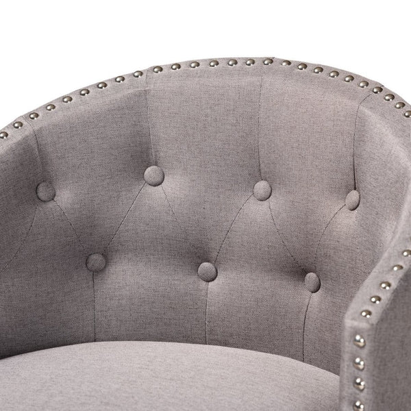 Baxton Studio Baxton Studio Theron 2-Piece Swivel Counter Stool Set - Mid-Century Grey Fabric & Espresso Wood Finish BBT5210C-Grey/Dark Brown-CS