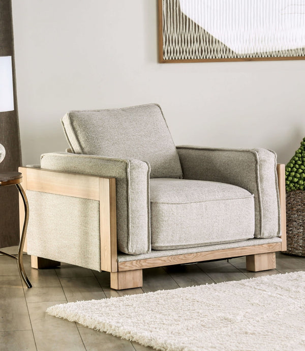 English Elm Contemporary Plush Armless Chair with Metal Legs, Adjustable Headrest, Boxed Cushions & Chaise Comfort Light Brown,Natural 50 L x 42 W x 24 H B2741P378645