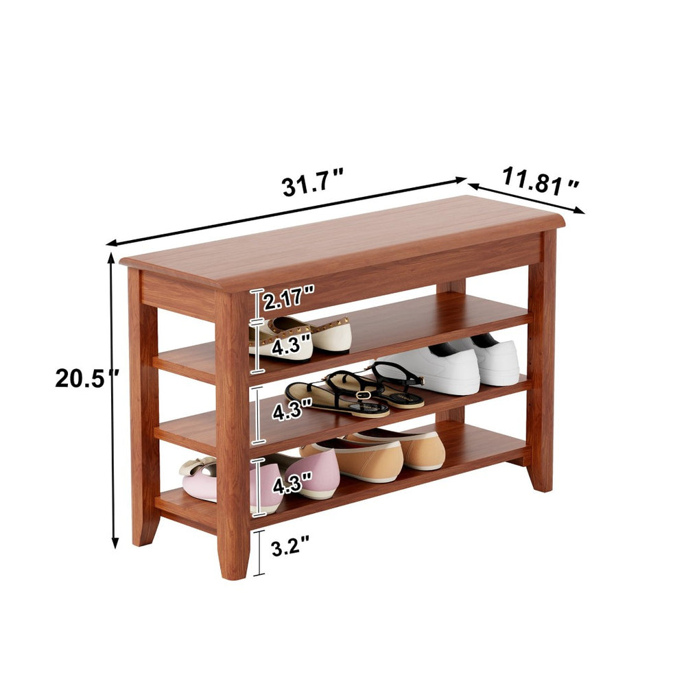 English Elm Adjustable Solid Rubberwood Storage Bench with Hidden Compartment for Entryway or Bedroom W2987P337970