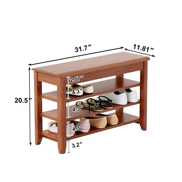 English Elm Adjustable Solid Rubberwood Storage Bench with Hidden Compartment for Entryway or Bedroom W2987P337970