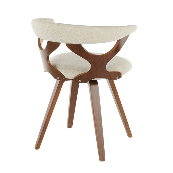 English Elm Gardenia Swivel Accent Chair Mid Century Walnut Legs Cream Upholstered Sculptural Back B202P223568