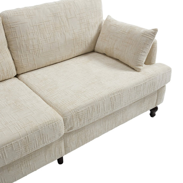 English Elm Modern chenille 2-seater sofa with LED, USB charging, storage pocket, solid wood legs, durable comfort Beige W395P318540