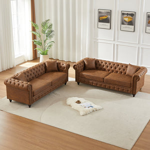 English Elm Fx 3+3 Modern Sofa Combo - Stylish Chenille Upholstered Living Room Furniture With Gold Accents W1926S00039
