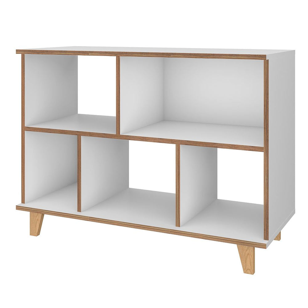 Manhattan Comfort Minetta Mid-Century Modern Bookcase White 129AMC160