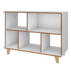 Manhattan Comfort Minetta Mid-Century Modern Bookcase White 129AMC160