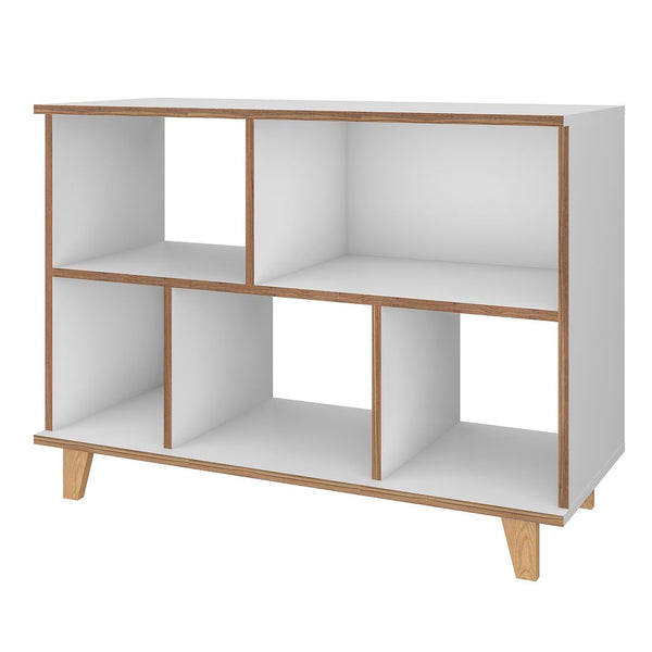 Manhattan Comfort Minetta Mid-Century Modern Bookcase White 129AMC160