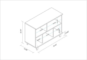 Manhattan Comfort Minetta Mid-Century Modern Bookcase White 129AMC160