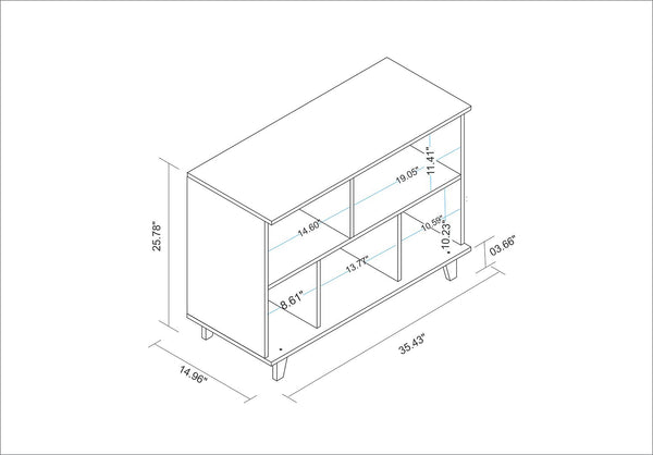 Manhattan Comfort Minetta Mid-Century Modern Bookcase White 129AMC160