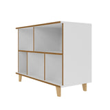 Manhattan Comfort Minetta Mid-Century Modern Bookcase White 129AMC160