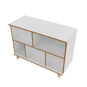 Manhattan Comfort Minetta Mid-Century Modern Bookcase White 129AMC160