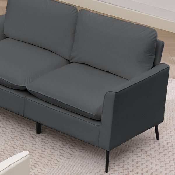 English Elm Ts Cat Paw Faux Leather Accent Chair Nordic Retro Loveseat with Lumbar Support Light Gray W2311S00009
