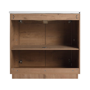 English Elm 36'' Freestanding Bathroom Vanity With Ceramic Sink, Soft-Close Doors & Stylish Storage Solutions W999S00403