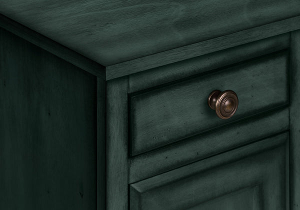 English Elm Accent Table Coastal Antique Blue Veneer Nightstand with Drawer & Cabinet, Solid Wood Accent Piece Blue 25 L x 23 W x 6 H B2710P287046