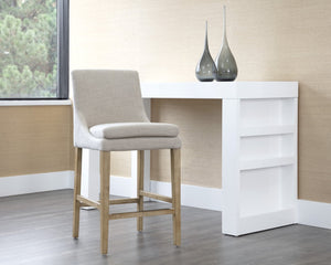 Sunpan ROSINE Counter Stool - Effie Flax Upholstered Design with Solid Birch Legs for Modern Comfort & Style 108584