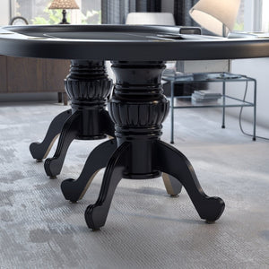 English Elm 96" Oval Poker Table Seats 10 with Waterproof Felt Padded Rail and Dealer Station Black W2748S00027