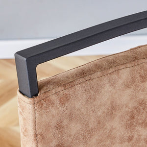 English Elm Table 5-Piece Modern Minimalist Dining Set With Round 42-Inch Top, 4 Brown Fabric Chairs & Black Legs W1151S03755-GIGA