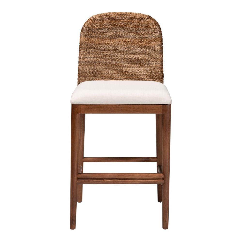 English Elm Modern Seagrass Woven Acacia Wood Counter Stool with Padded Seat for Kitchen Islands B2750P467713