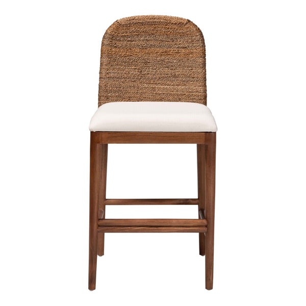 English Elm Modern Seagrass Woven Acacia Wood Counter Stool with Padded Seat for Kitchen Islands B2750P467713