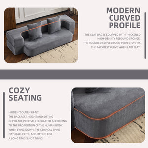 English Elm Ebern Transformable Sectional Sofa With Foam Bed - Versatile Light Grey Chenille Lounger For Small Spaces W1829P280221