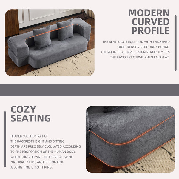 English Elm Ebern Transformable Sectional Sofa With Foam Bed - Versatile Light Grey Chenille Lounger For Small Spaces W1829P280221