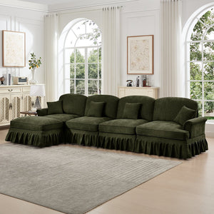 English Elm Classic Modular L-Shaped Sectional Couch In Soft Chenille - Elegant, Versatile Design With Ottoman W3041S00272