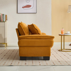 English Elm Corduroy Stylish Sleeper Sofa Loveseat with Dual-Layer Cushions & Two Support Pillows, Sturdy Frame Yellow W676P184141