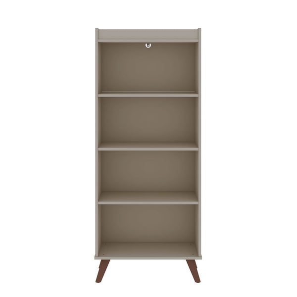 Manhattan Comfort Hampton Mid-Century Modern Bookcase Off White 12PMC6