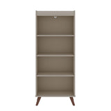 Manhattan Comfort Hampton Mid-Century Modern Bookcase Off White 12PMC6